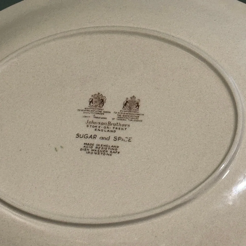 Johnson Brothers Sugar and Spice Oval Platter Ironstone England Folk Art Tree